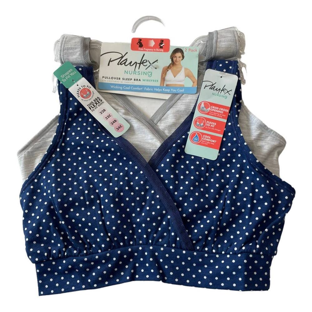Playtex Nursing Bra  XS Pullover Sleep Bra Wirefree Wicking Cool Comfort Fabric